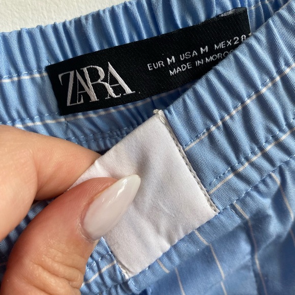 Zara blue & white striped crop button down shirt & matching boxers, medium - Picture 6 of 7